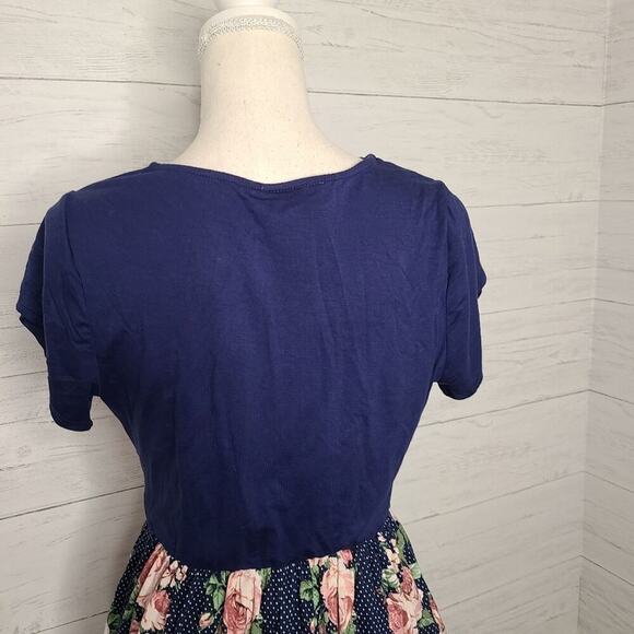 Modcloth Dining Outdoors Blue Polka Dot Mini Dress‎ Size Medium - Picture 10 of 11